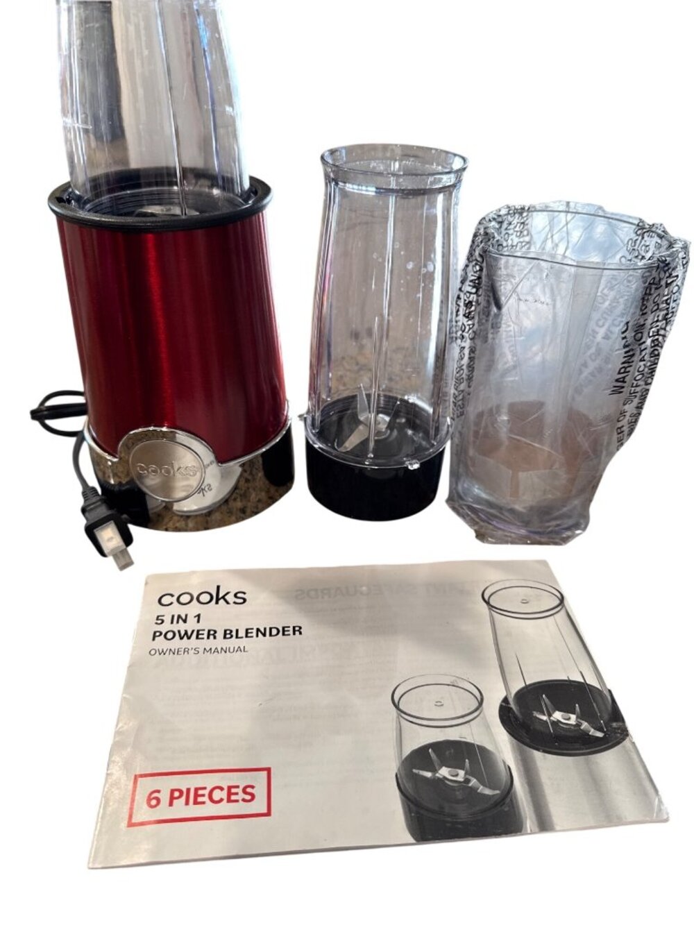 Cooks Power Blender Model XJ-11401B1 Red w/ Accessories Smoothie Drink New